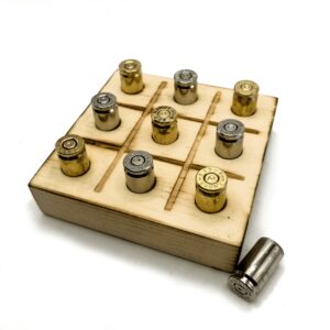 Bullet Casing Tic Tac Toe Game with simple wood board