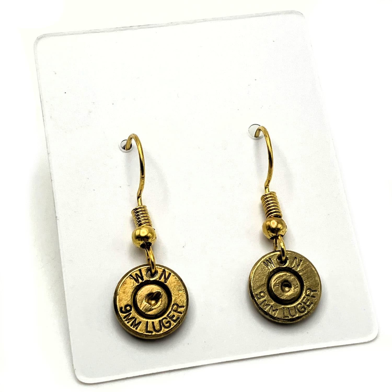 9mm Bullet Casing Dangle Earrings