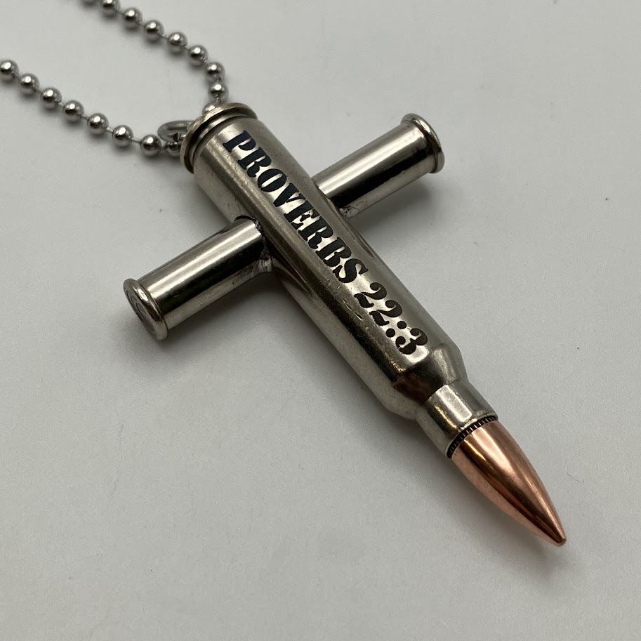 Bullet Cross Necklace Engraved (Small)