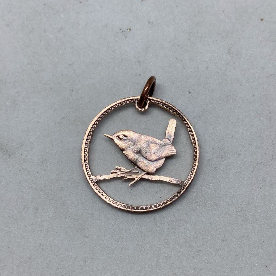 Wren Farthing Cut Coin Pendant