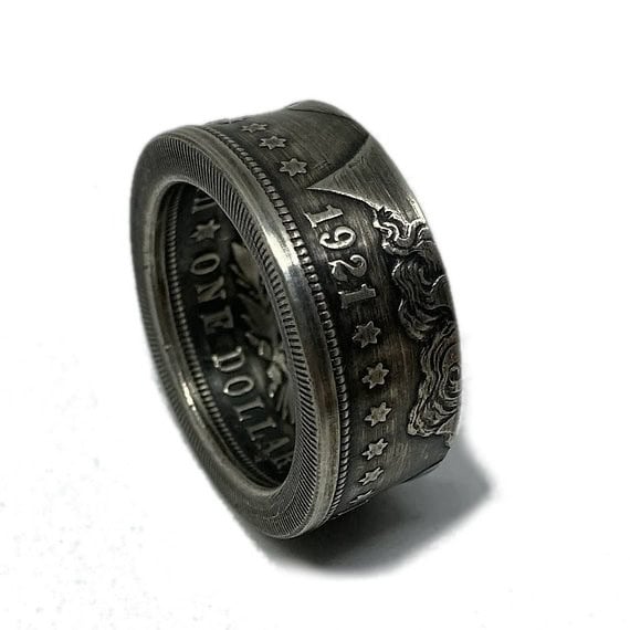 Morgan Silver Dollar Ring Antiqued