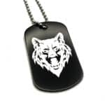 Laser Engraved Black Dog Tags Wolf