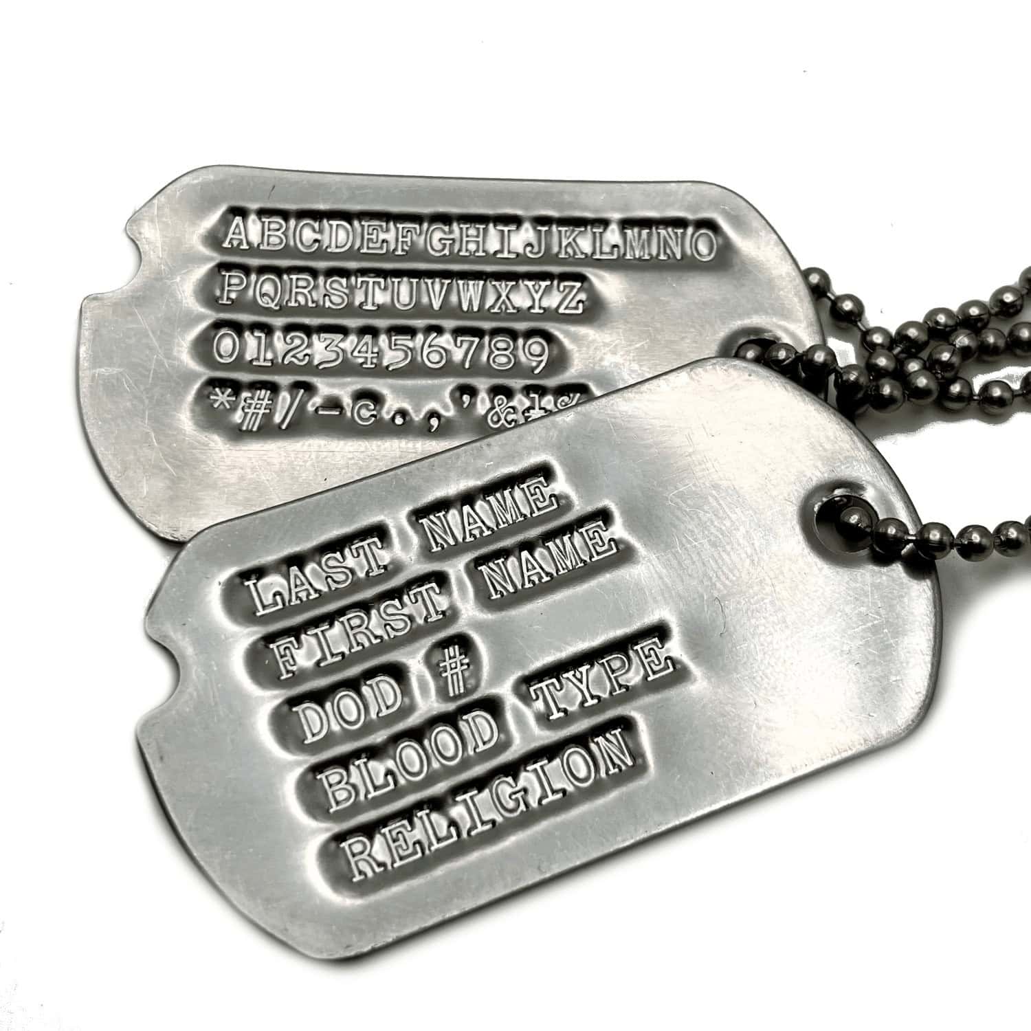 Military Notched Dog Tags WWII Debossed