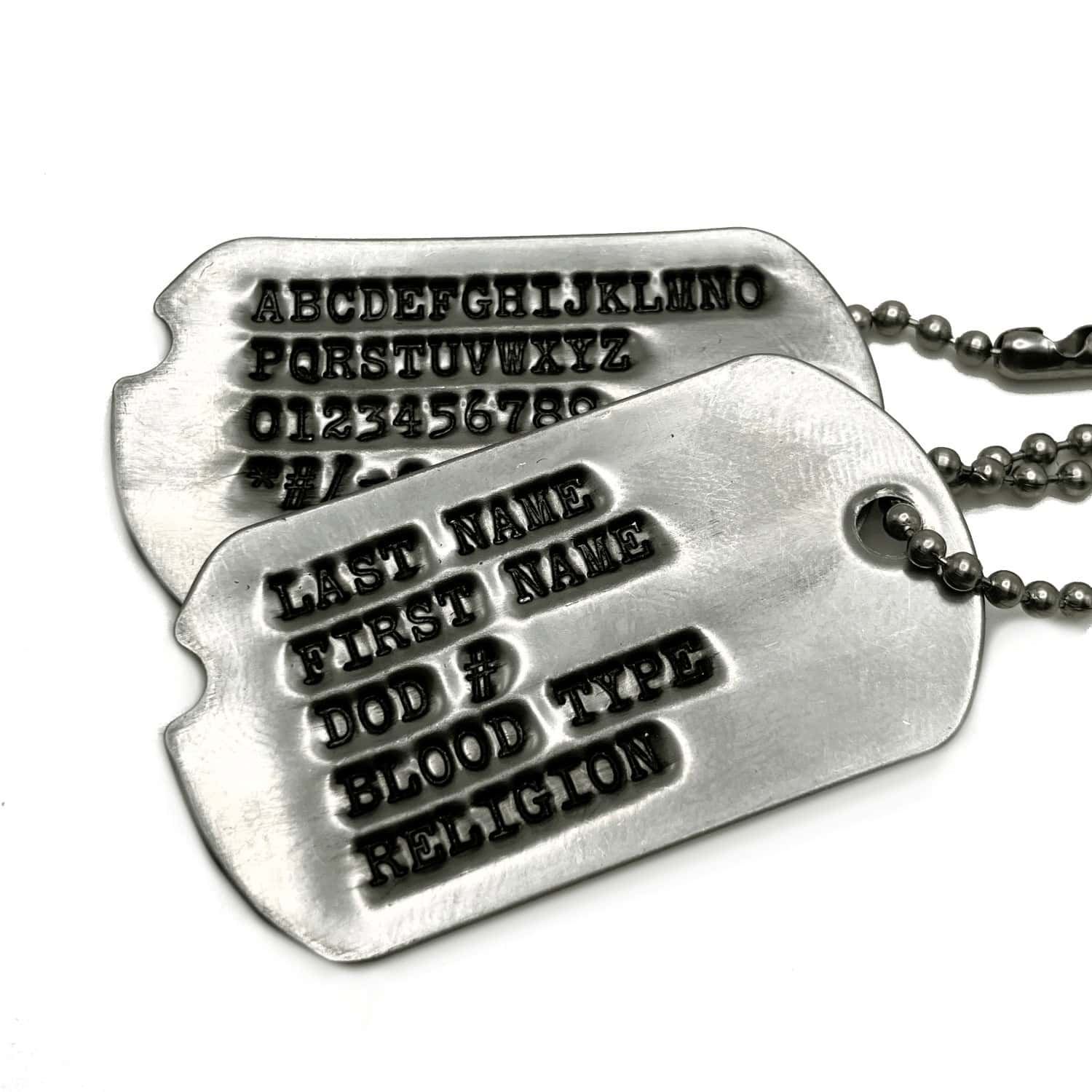 Military Notched Dog Tags WWII Debossed