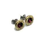 9mm Bullet Casing Earrings with Amethyst Gemstone