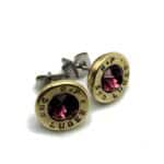 Bullet Casing Earring Studs with Lab Created Gem