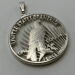 Silver Peace Dollar Cut Coin Necklace Pendant