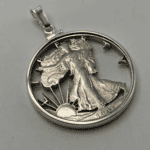 Silver Walking Liberty Cut Coin Pendant