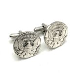 Silver Kennedy Half Dollar Punch Out Cufflinks