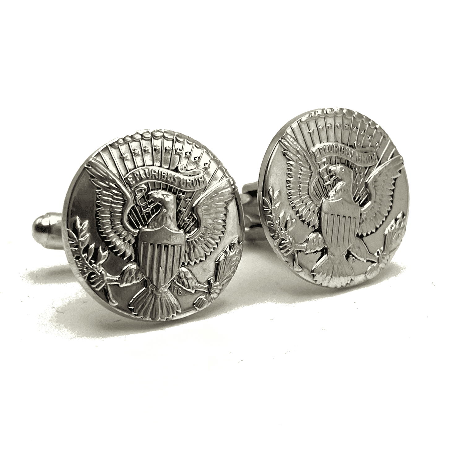 Silver Kennedy Half Dollar Punch Out Cufflinks