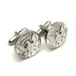 Silver Kennedy Half Dollar Punch Out Cufflinks