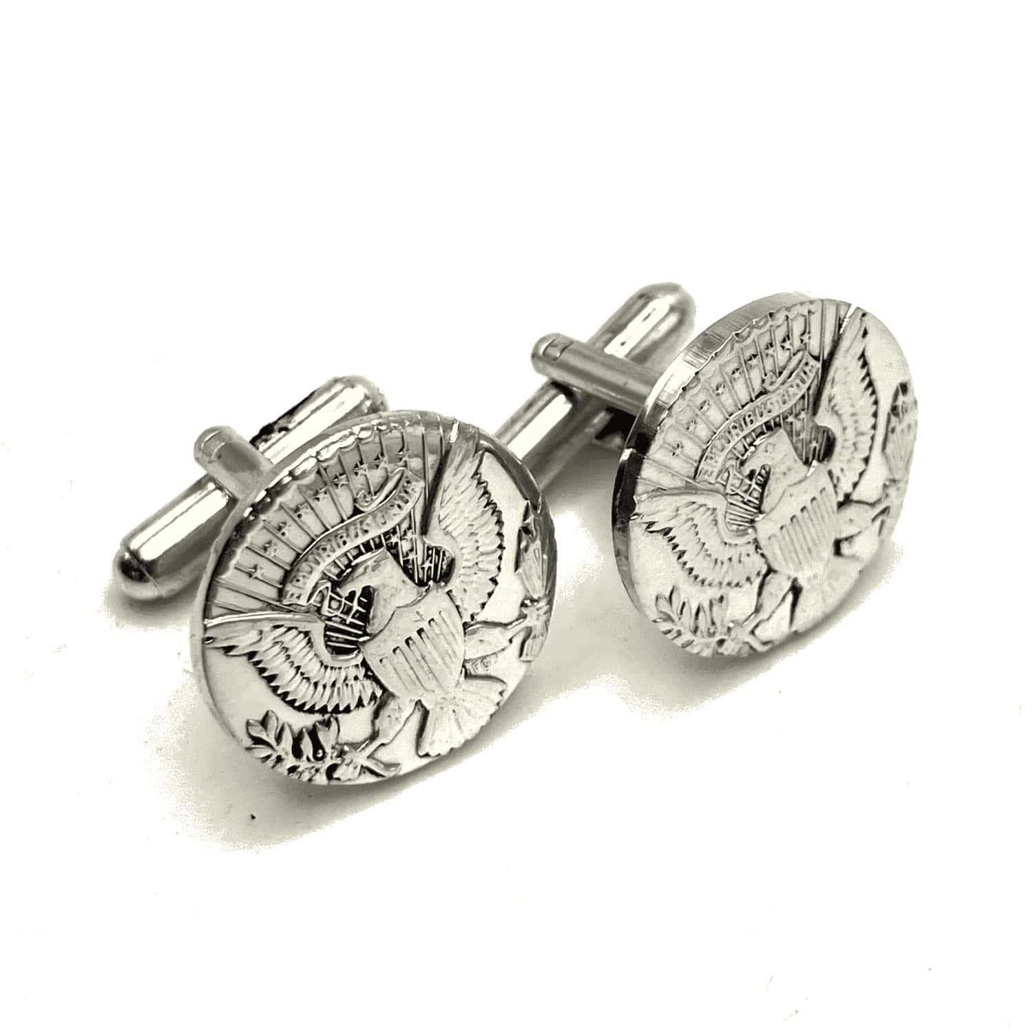 Silver Kennedy Half Dollar Punch Out Cufflinks