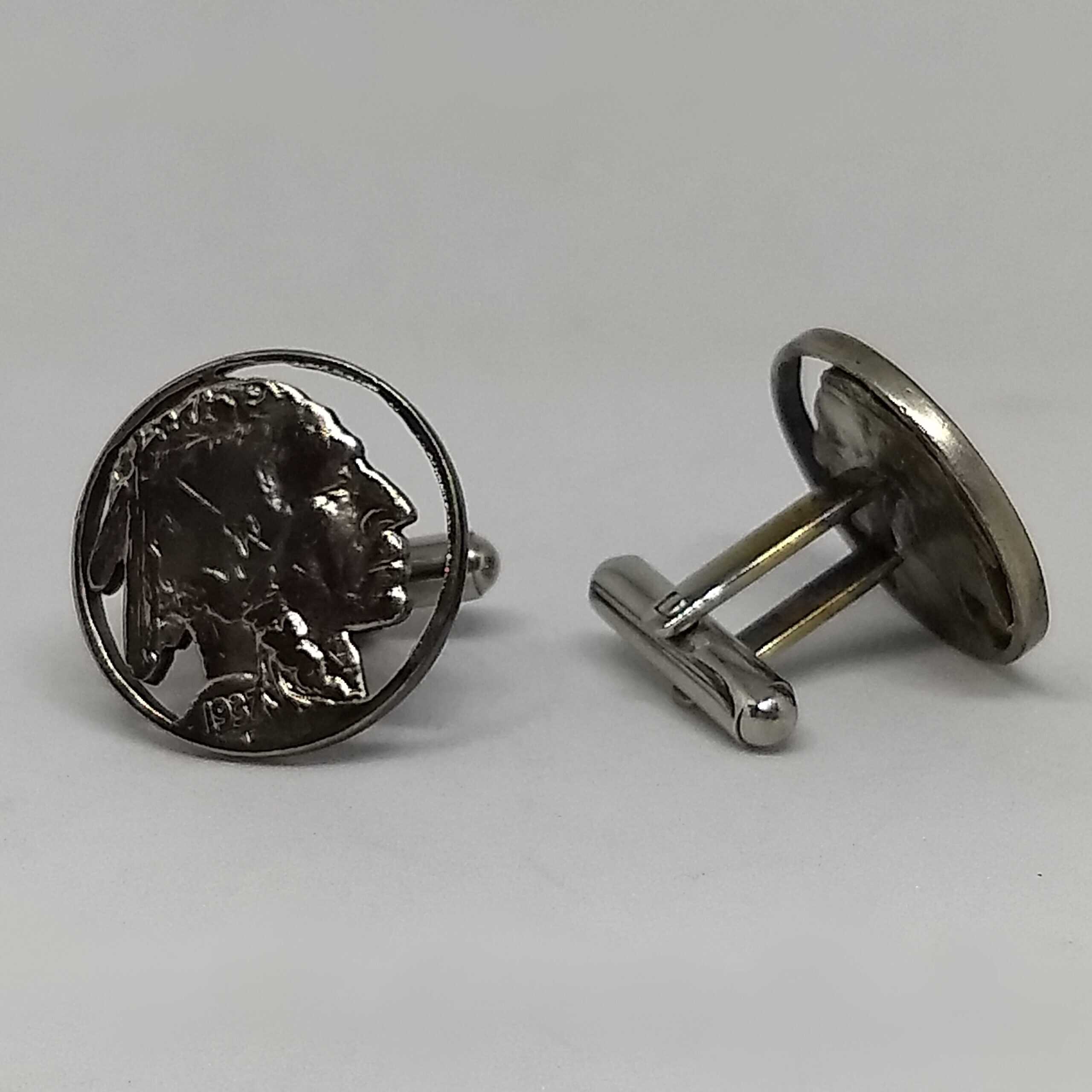 Buffalo Nickel Cut Coin Cufflinks