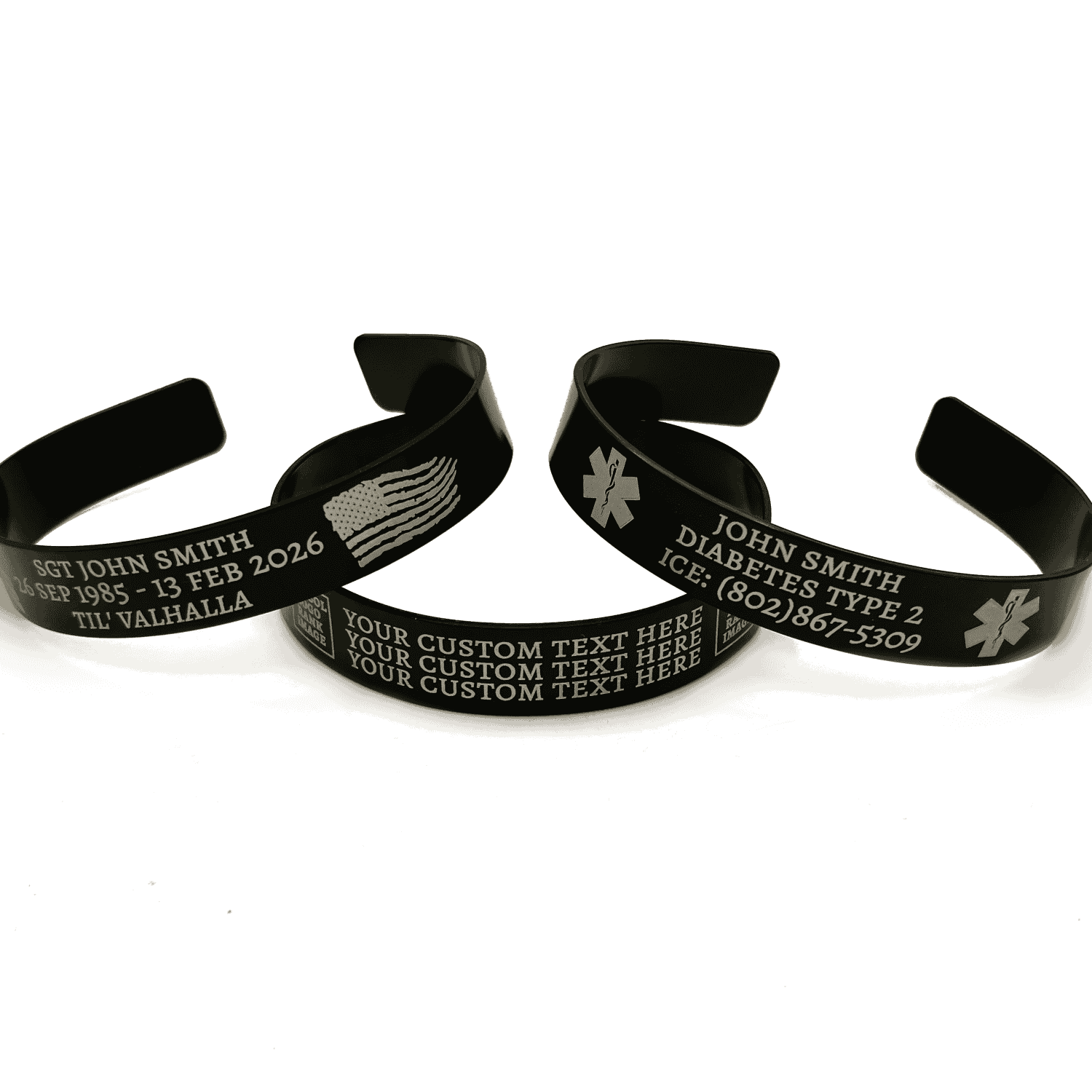 Memorial Bracelet Cuff Black Aluminum