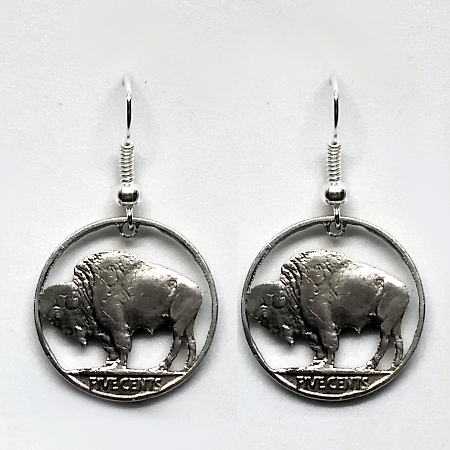 Buffalo Nickel Cut Coin Earrings